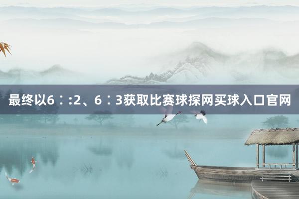 最终以6∶:2、6∶3获取比赛球探网买球入口官网