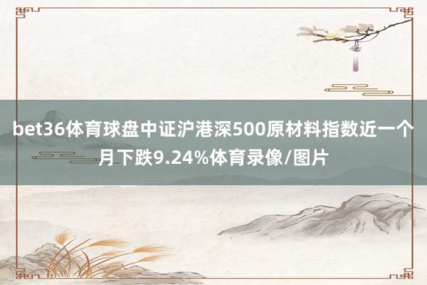 bet36体育球盘中证沪港深500原材料指数近一个月下跌9.24%体育录像/图片