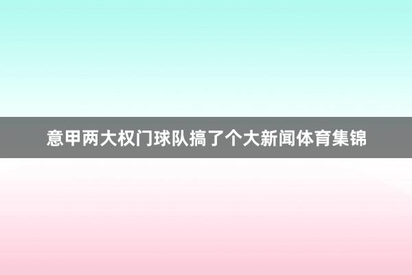 意甲两大权门球队搞了个大新闻体育集锦