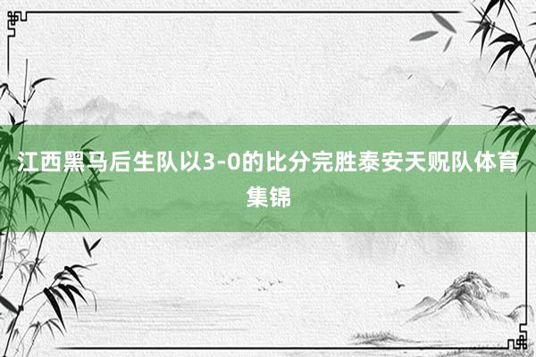 江西黑马后生队以3-0的比分完胜泰安天贶队体育集锦